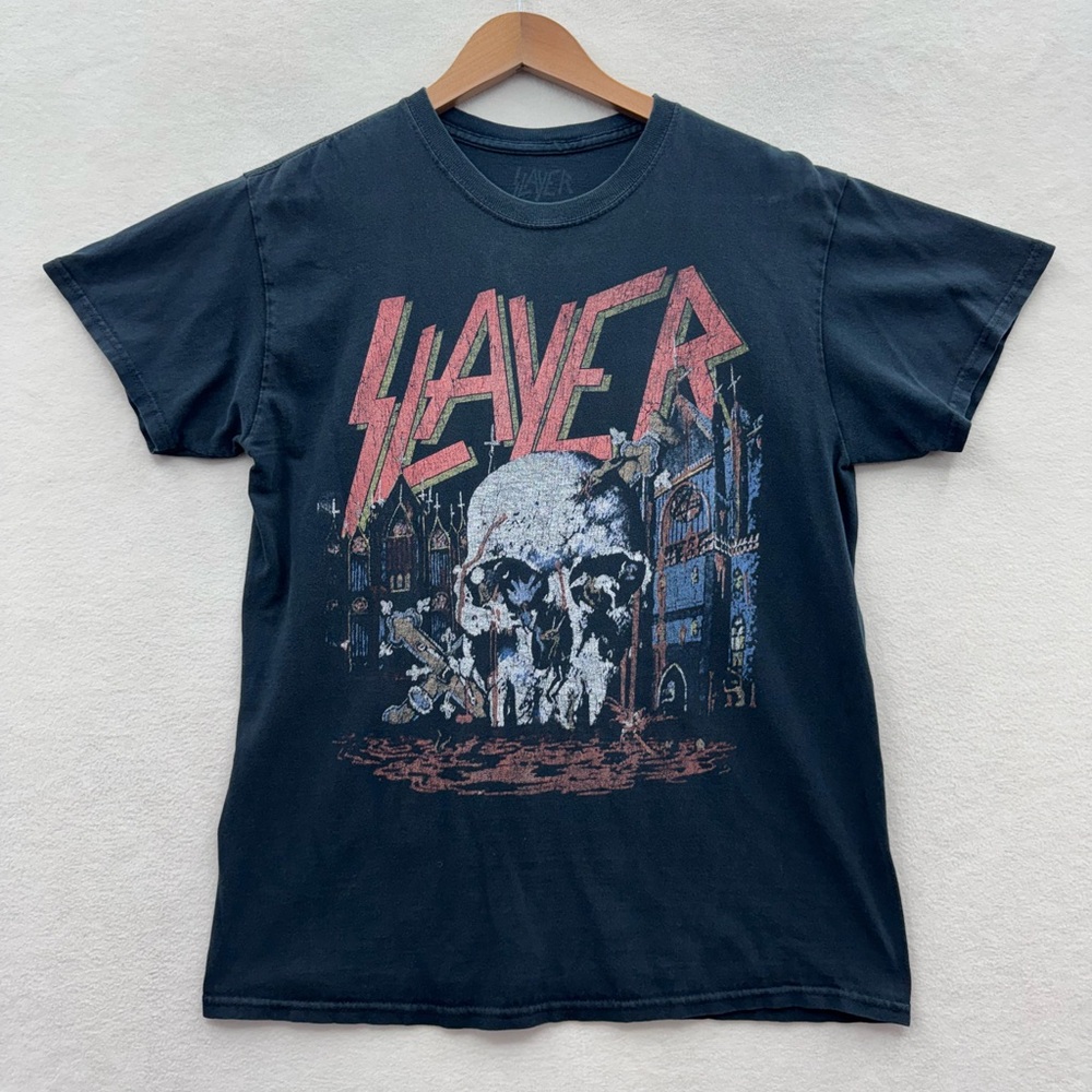Slayer Men’s Medium Short Sleeve T-Shirt Graphic Black Thrash Metal Rock